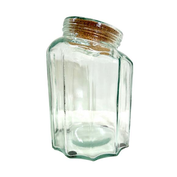 Sea Glass Green 2 Qt Canister + Rustic Cork Lid - Vintage 90s, Made in Spain - Picture 1 of 6